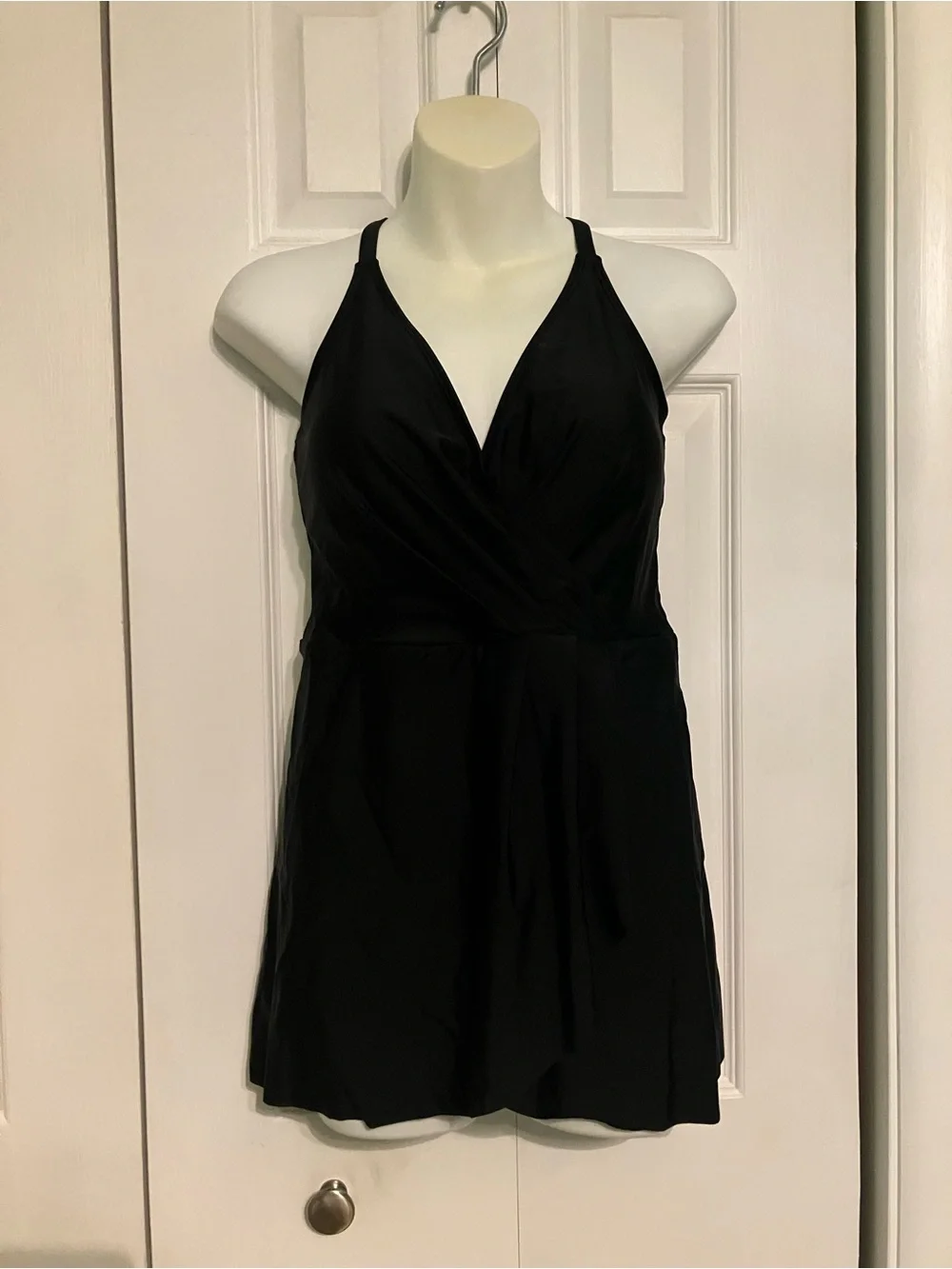 Cupshe Black V-Neck Ruffled Swim Dress - Picture 2 of 8